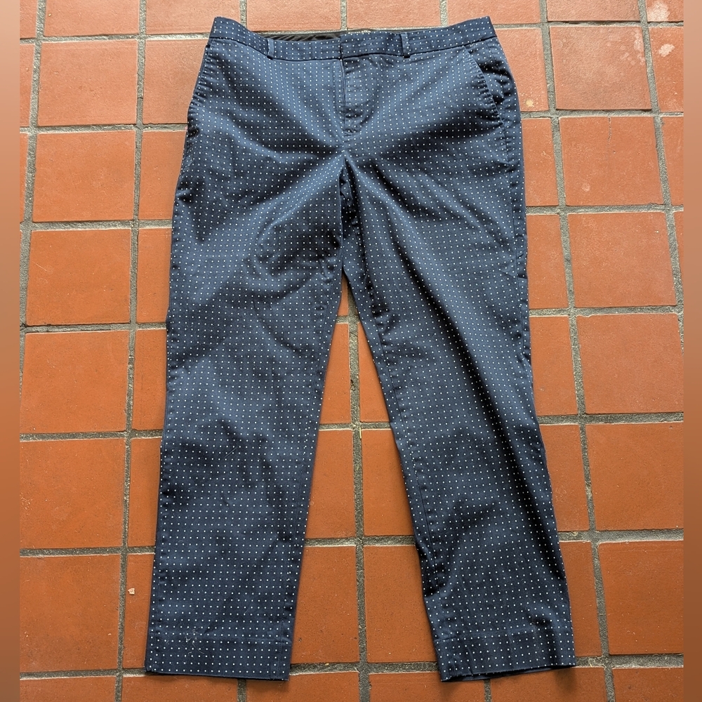 Banana Republic Ryan Pant Curvy Fit Size 12 Navy With Polka Dots